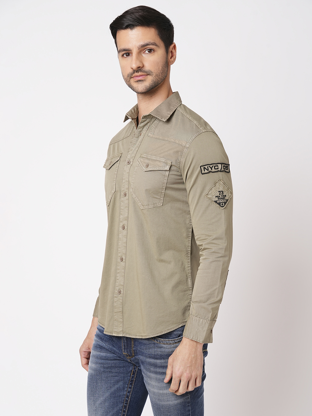 DK SAND FULL SLEEVE SOLID SHIRT (LEO F/SLV FIT)