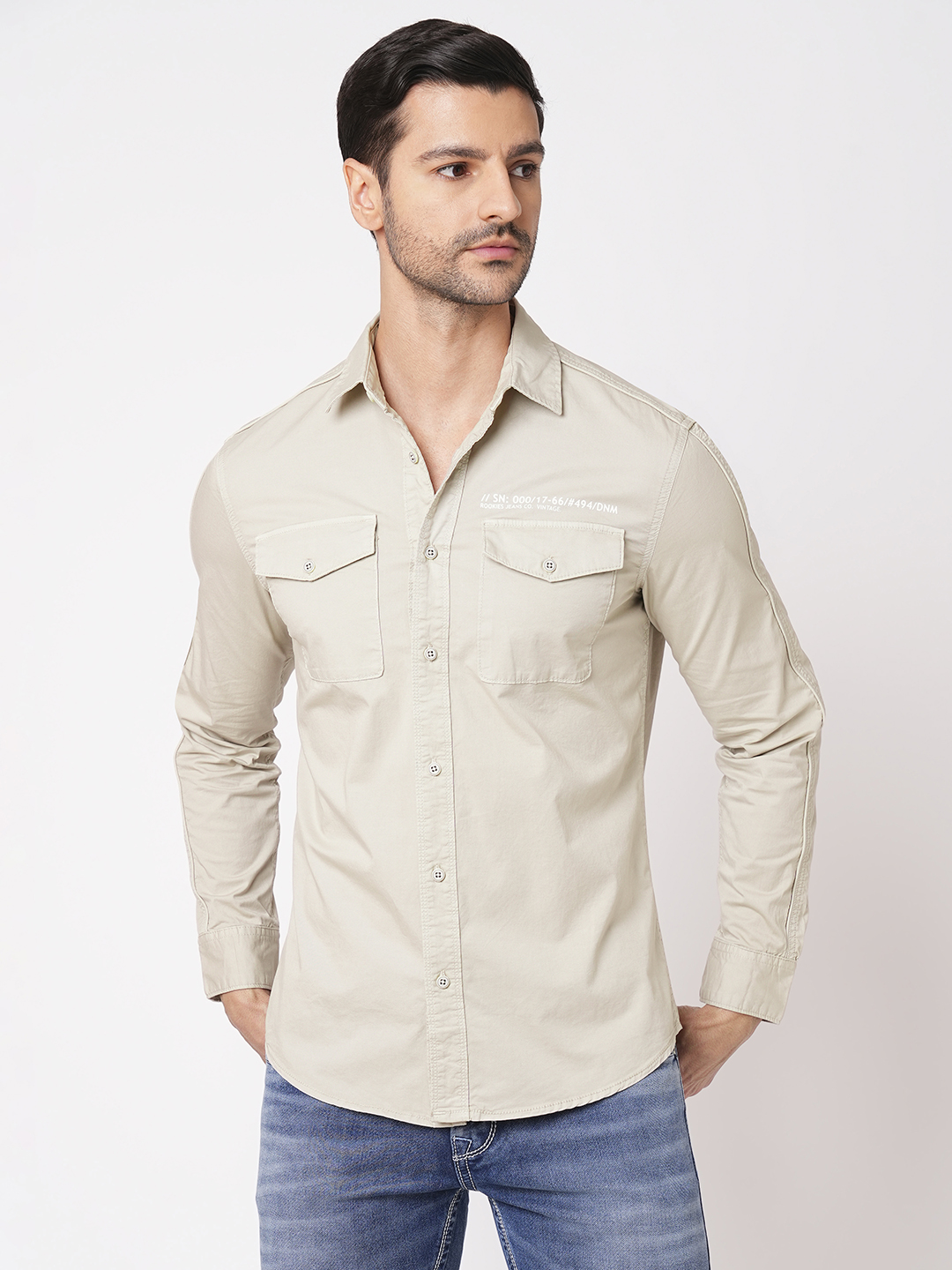 STONE FULL SLEEVE SOLID SHIRT (LEO F/SLV FIT)