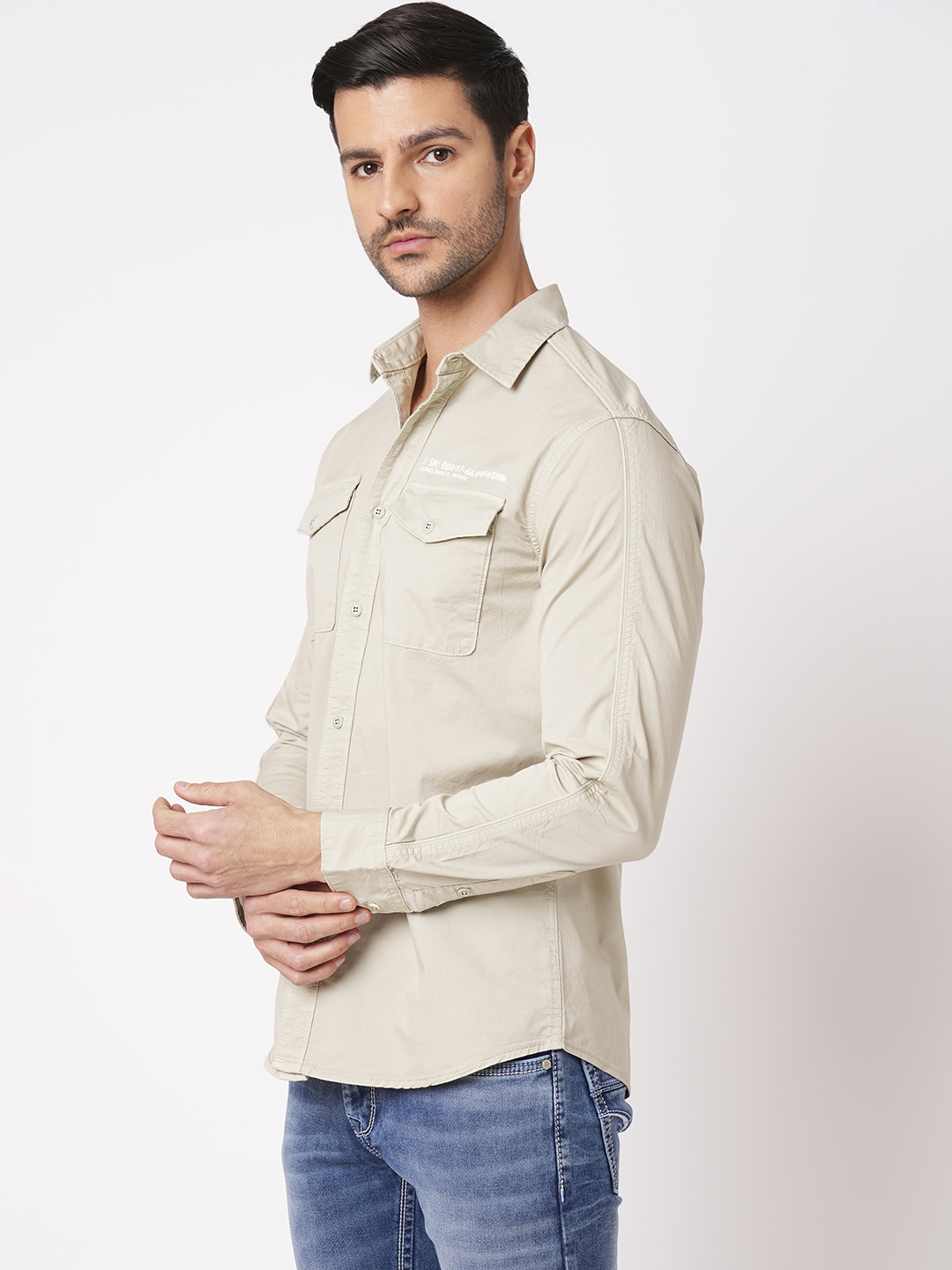 STONE FULL SLEEVE SOLID SHIRT (LEO F/SLV FIT)