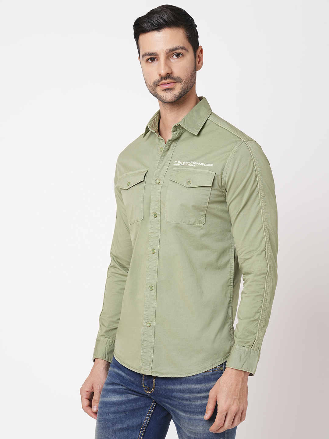 MOSS GREEN FULL SLEEVE SOLID SHIRT (LEO F/SLV FIT)