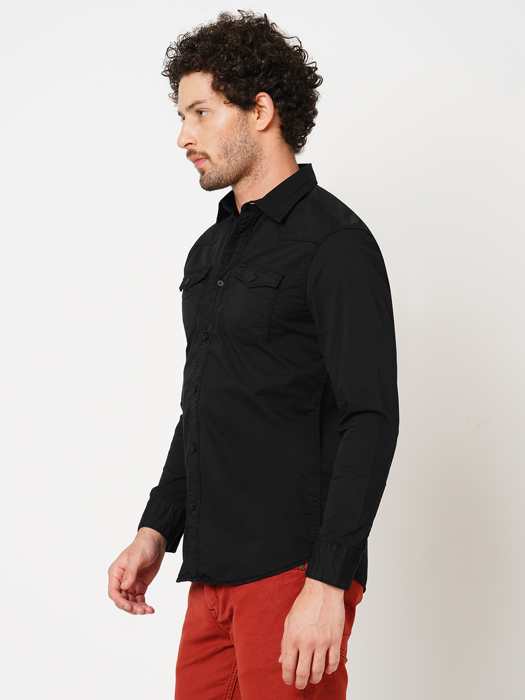 BLACK FULL SLEEVE SOLID SHIRT (LEO F/SLV FIT)