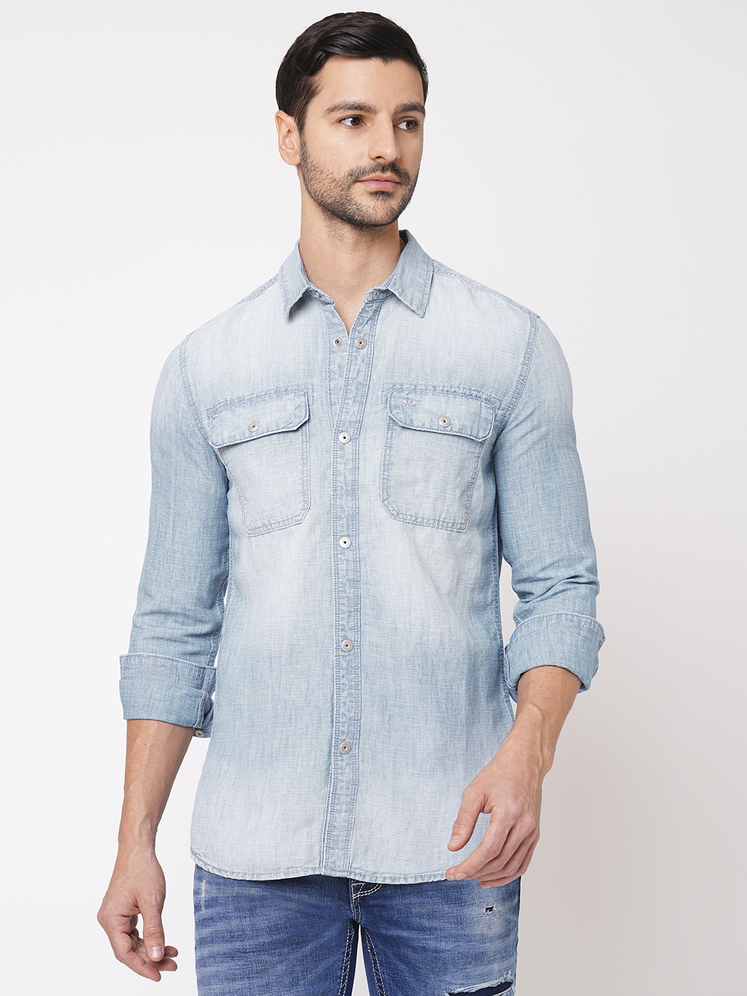 LT BLUE FULL SLEEVE DENIM SHIRT (LEO F/SLV FIT)