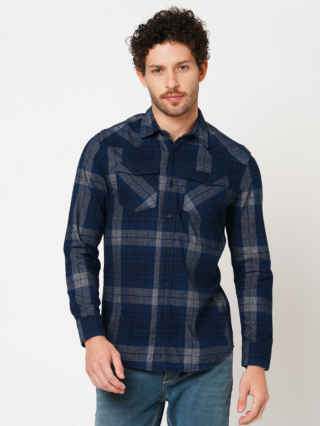 BLUE FULL SLEEVE CHECK SHIRT (LEO F/SLV FIT)