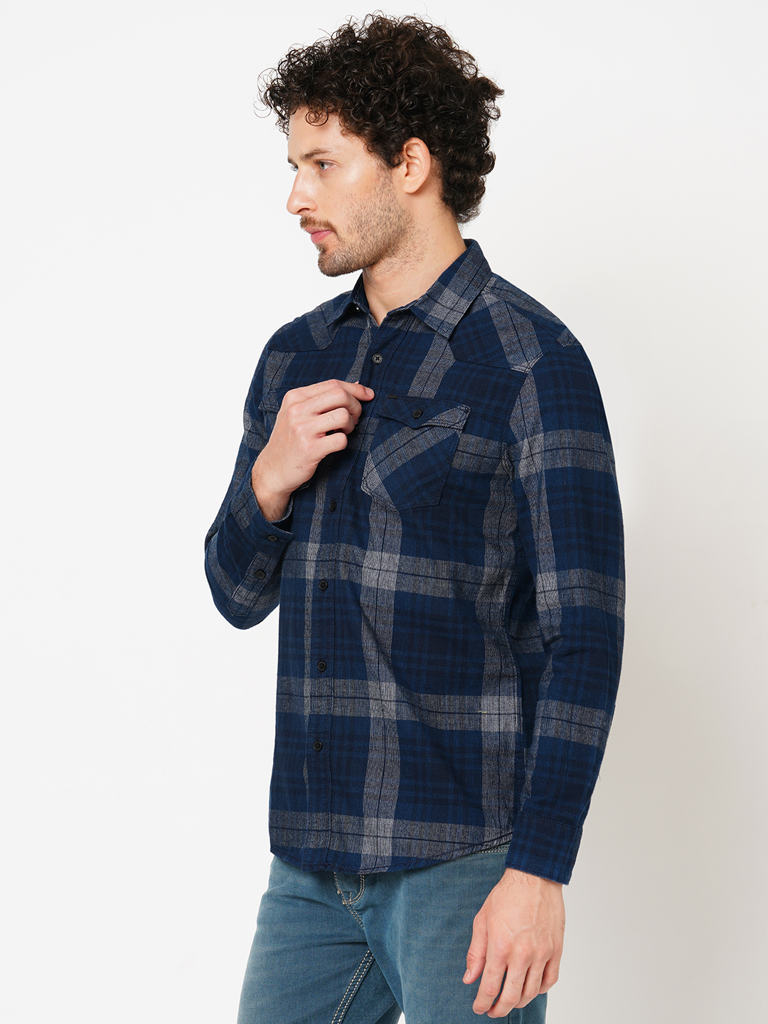 BLUE FULL SLEEVE CHECK SHIRT (LEO F/SLV FIT)