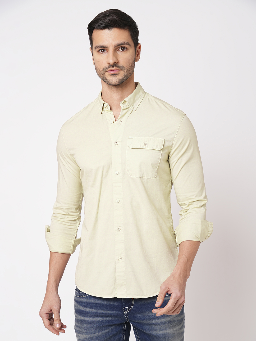 LEMON FULL SLEEVE SOLID SHIRT (LEO F/SLV FIT)