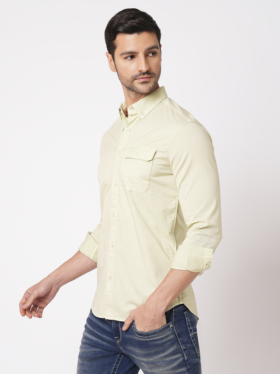 LEMON FULL SLEEVE SOLID SHIRT (LEO F/SLV FIT)