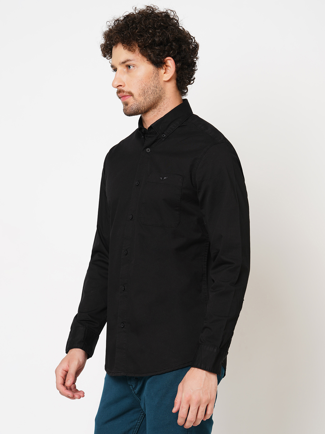 BLACK FULL SLEEVE SOLID SHIRT (LEO F/SLV FIT)