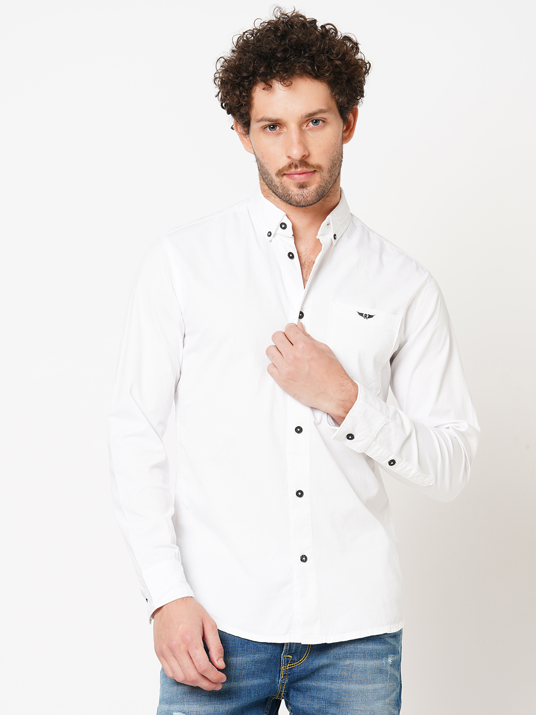 WHITE FULL SLEEVE SOLID SHIRT (LEO F/SLV FIT)