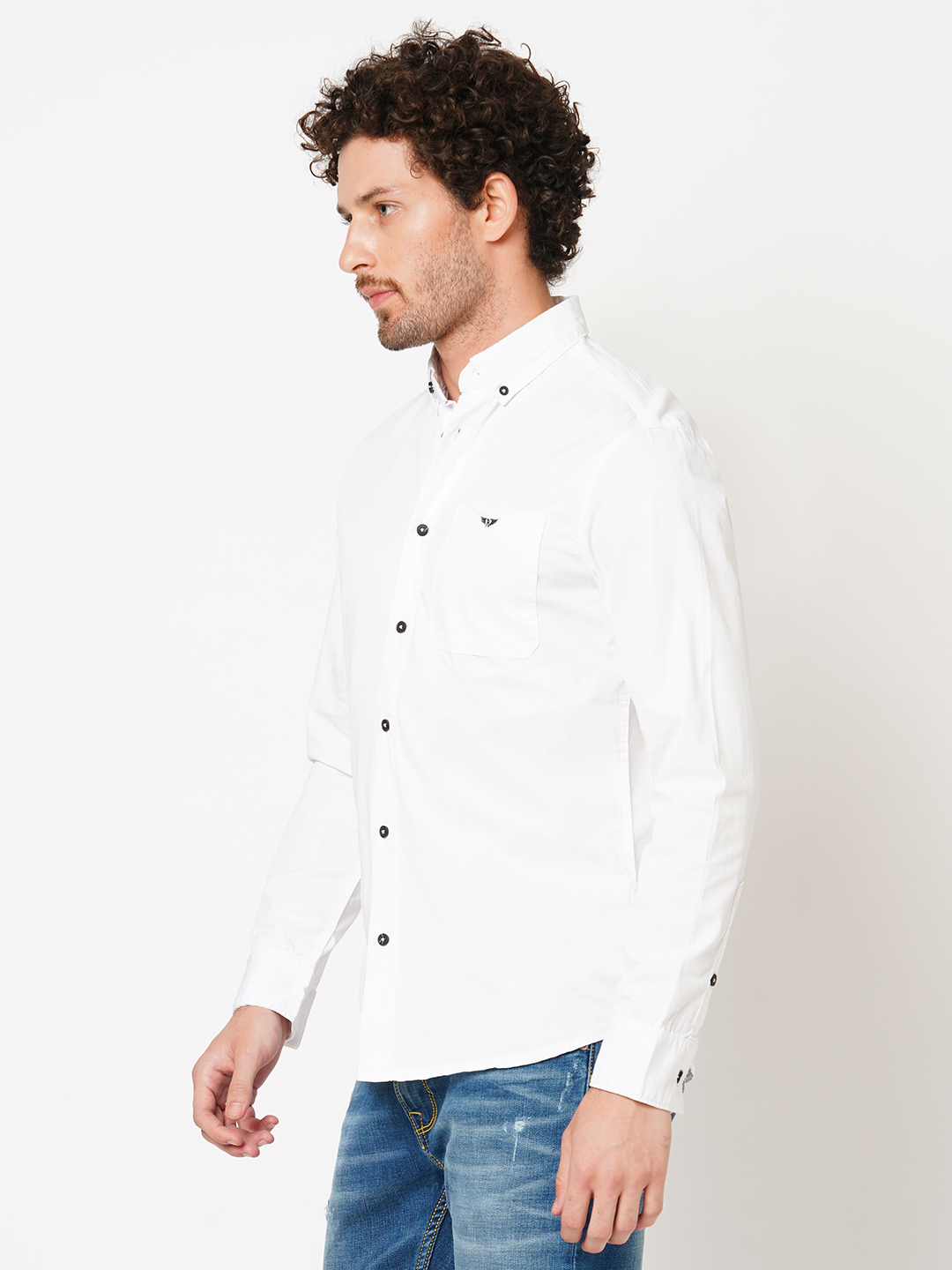 WHITE FULL SLEEVE SOLID SHIRT (LEO F/SLV FIT)