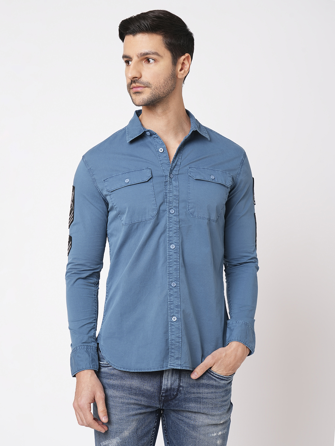 BLUE FULL SLEEVE SOLID SHIRT (LEO F/SLV FIT)