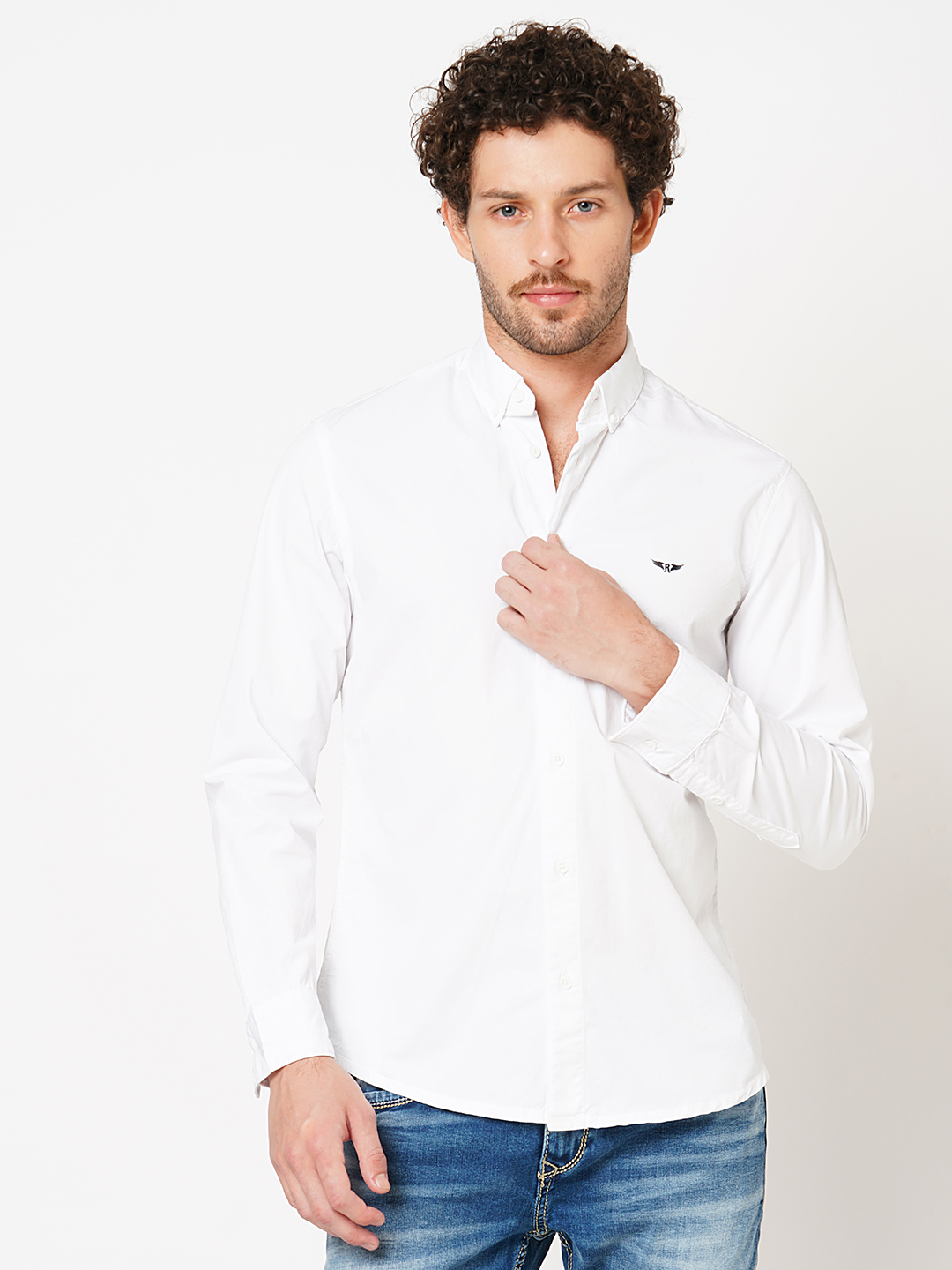 WHITE FULL SLEEVE SOLID SHIRT (LEO F/SLV FIT)