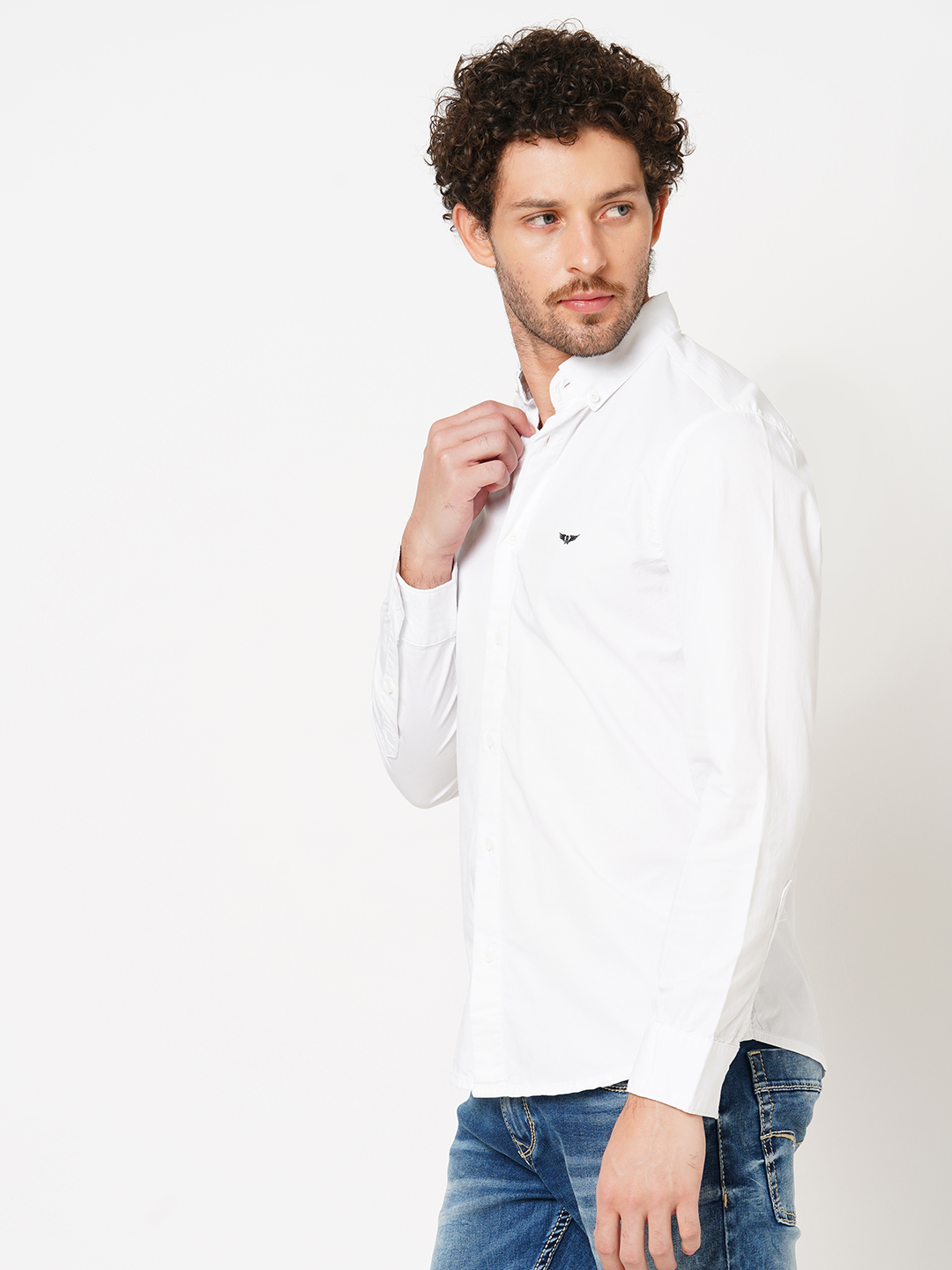 WHITE FULL SLEEVE SOLID SHIRT (LEO F/SLV FIT)