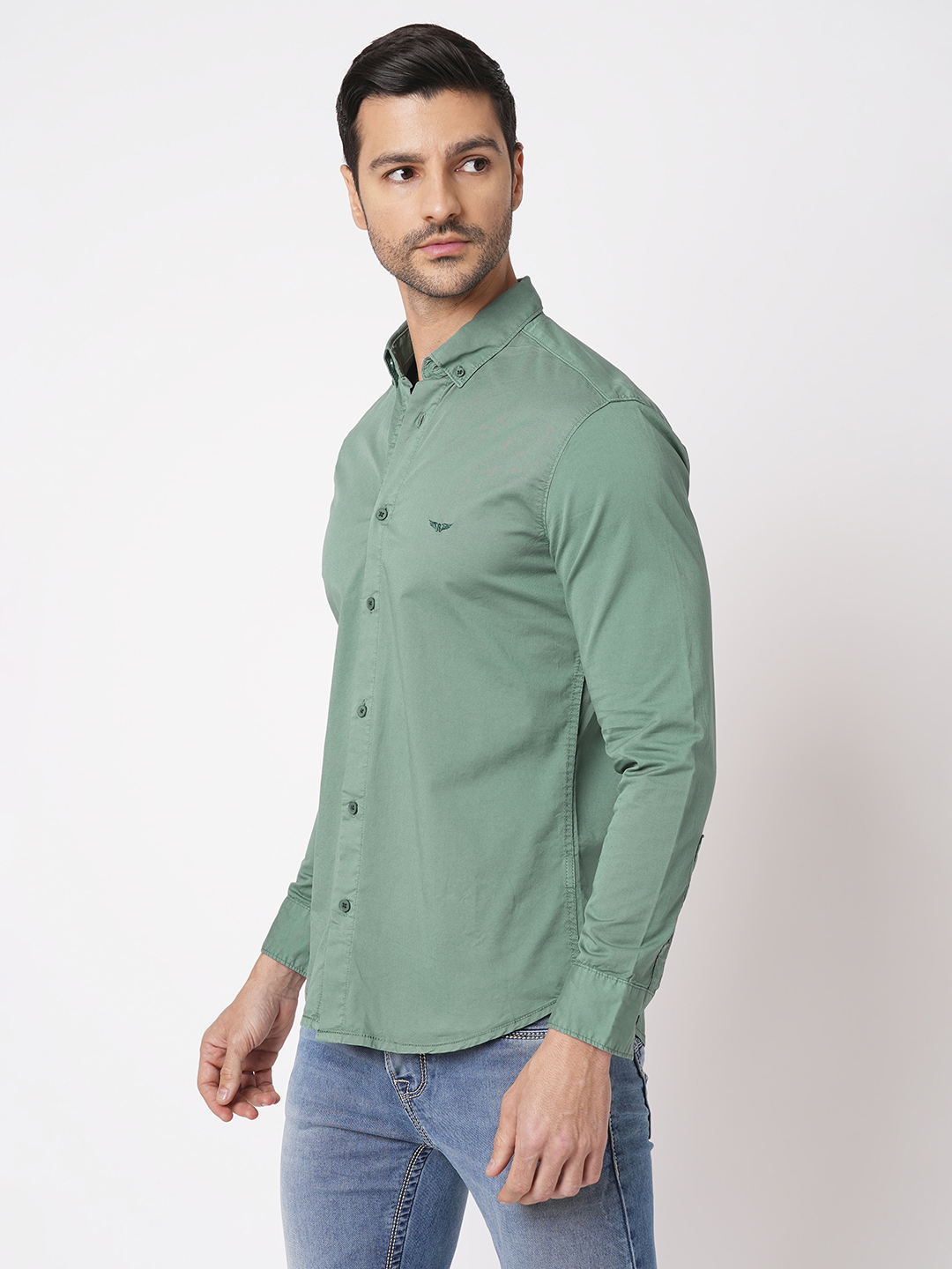 AQUA FULL SLEEVE SOLID SHIRT (LEO F/SLV FIT)