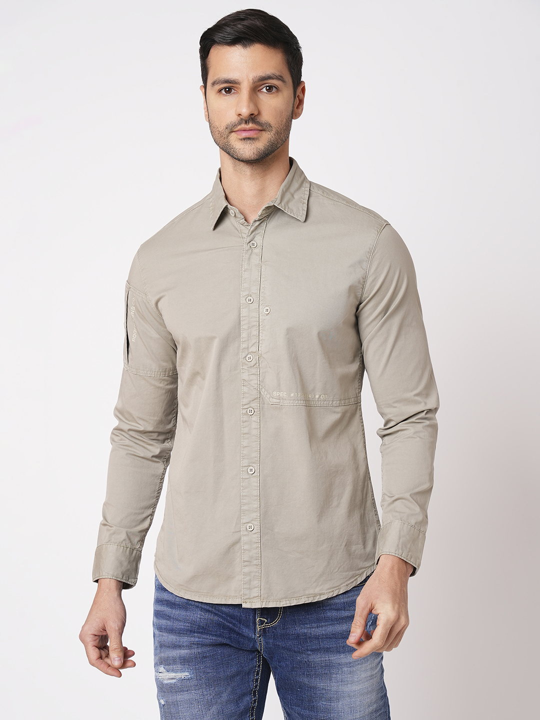 STONE FULL SLEEVE SOLID SHIRT (LEO F/SLV FIT)