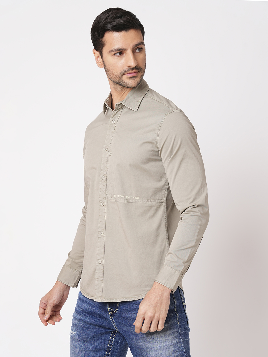 STONE FULL SLEEVE SOLID SHIRT (LEO F/SLV FIT)