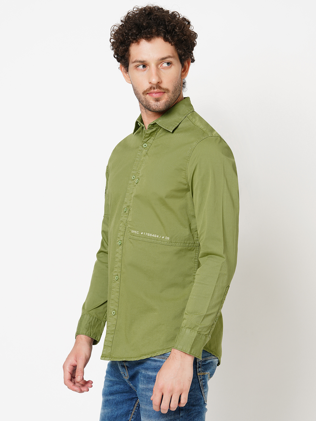 GRASS GREEN FULL SLEEVE SOLID SHIRT (LEO F/SLV FIT)