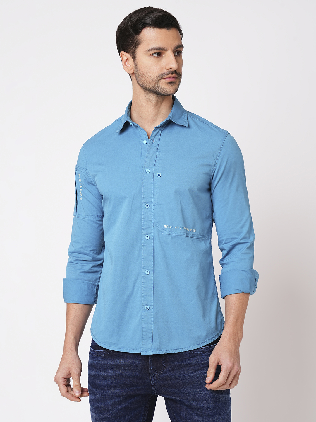 BLUE FULL SLEEVE SOLID SHIRT (LEO F/SLV FIT)