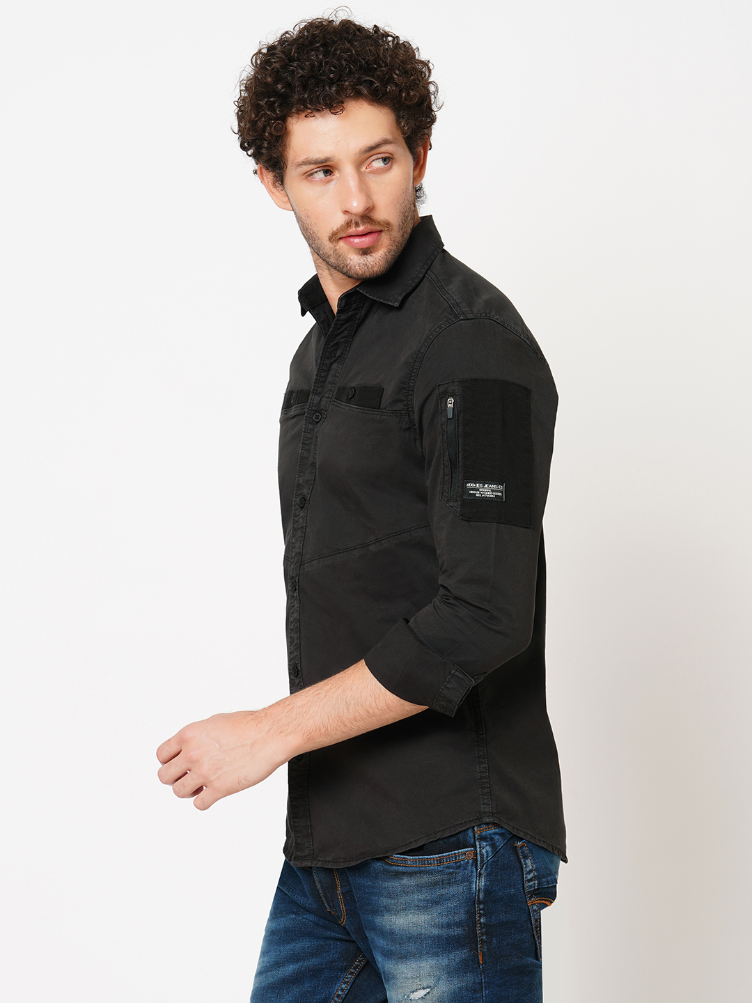 CHARCOAL FULL SLEEVE SOLID SHIRT (LEO F/SLV FIT)