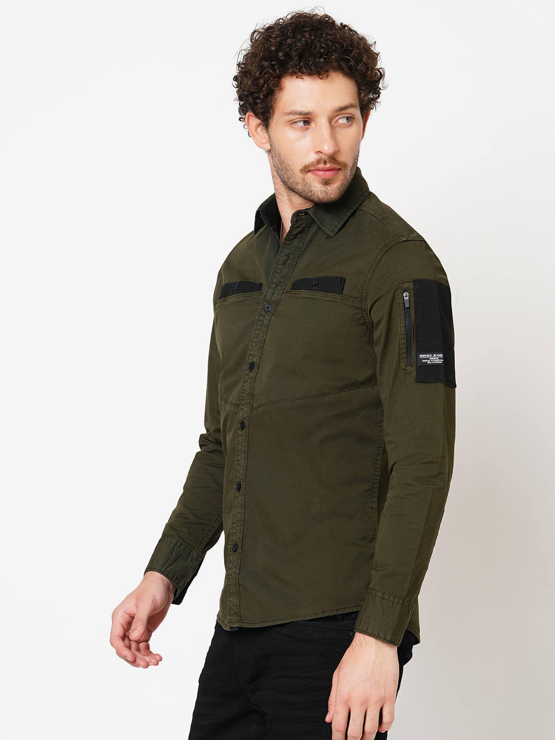 MILITARY GREEN FULL SLEEVE SOLID SHIRT (LEO F/SLV FIT)