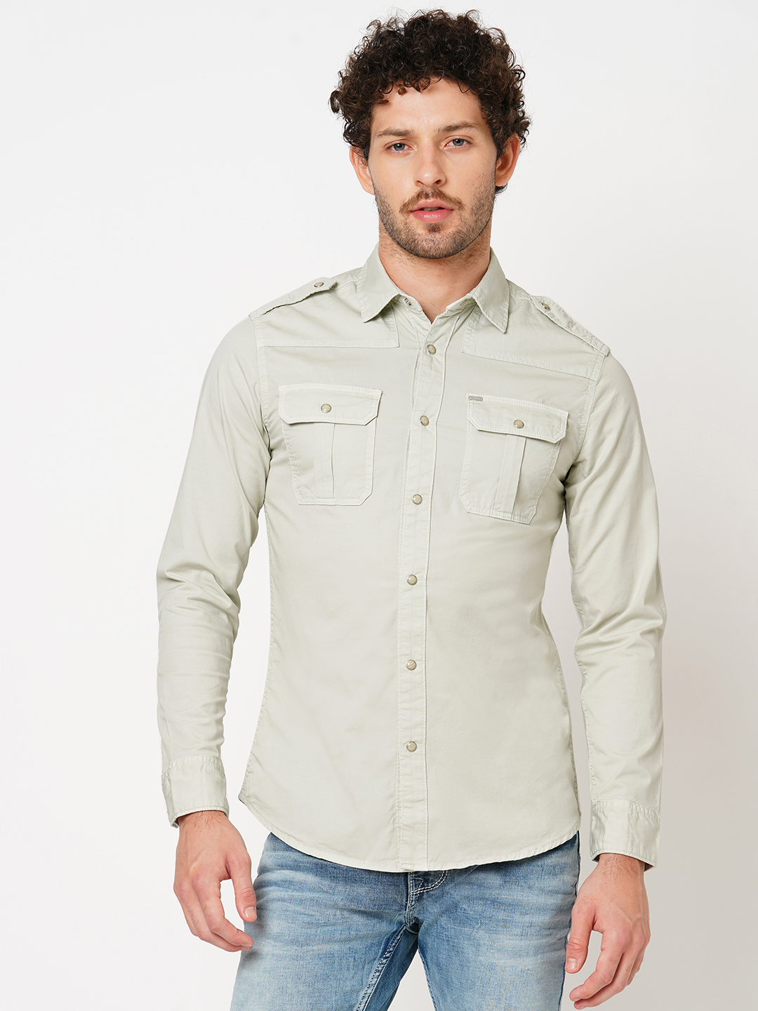 SILVER GREY FULL SLEEVE SOLID SHIRT (LEO F/SLV FIT)