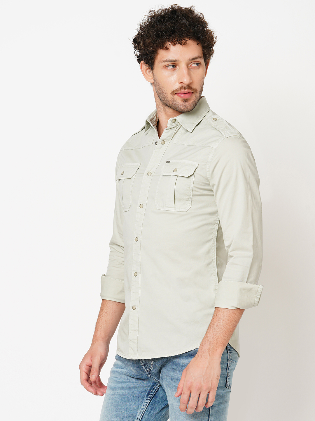 SILVER GREY FULL SLEEVE SOLID SHIRT (LEO F/SLV FIT)