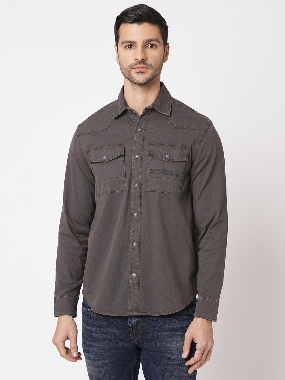 CHARCOAL FULL SLEEVE SOLID SHACKET SHIRT (SHACKET REGULAR)