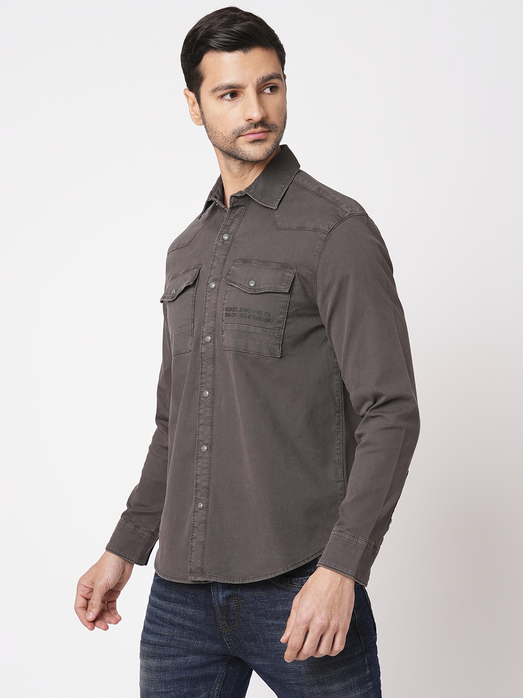 CHARCOAL FULL SLEEVE SOLID SHACKET SHIRT (SHACKET REGULAR)