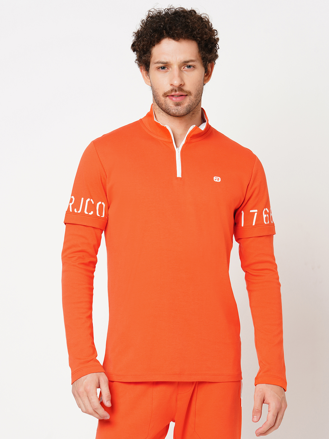 ORANGE FULL SLEEVE ATHLEISURE HIGH NECK JACKET (ATH LEISURE REGULAR)