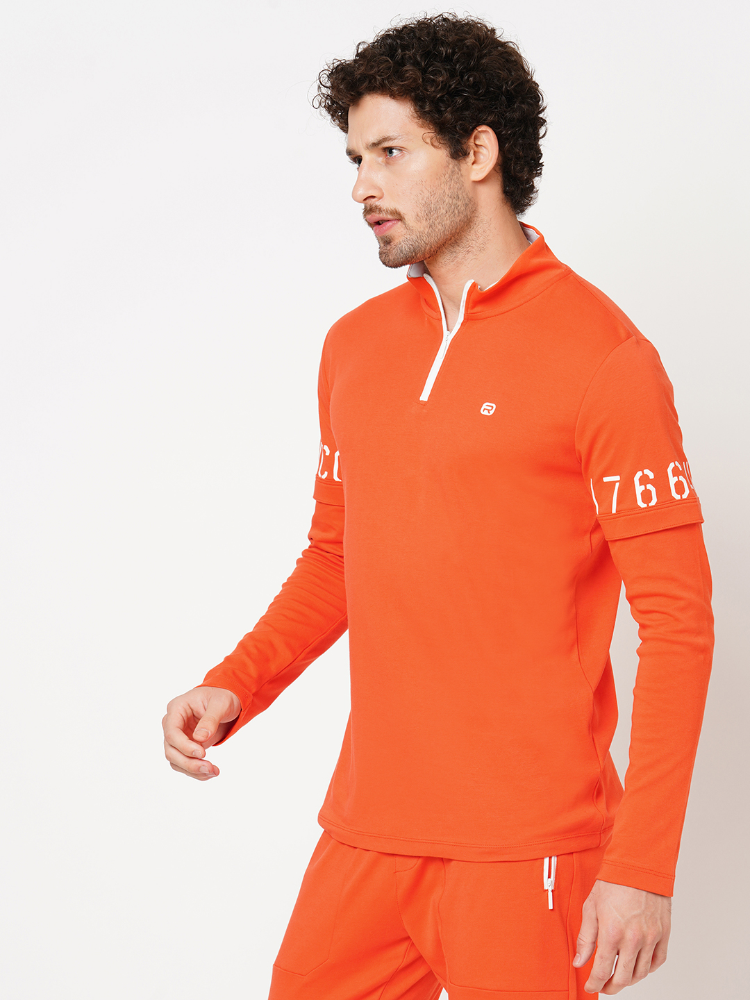 ORANGE FULL SLEEVE ATHLEISURE HIGH NECK JACKET (ATH LEISURE REGULAR)