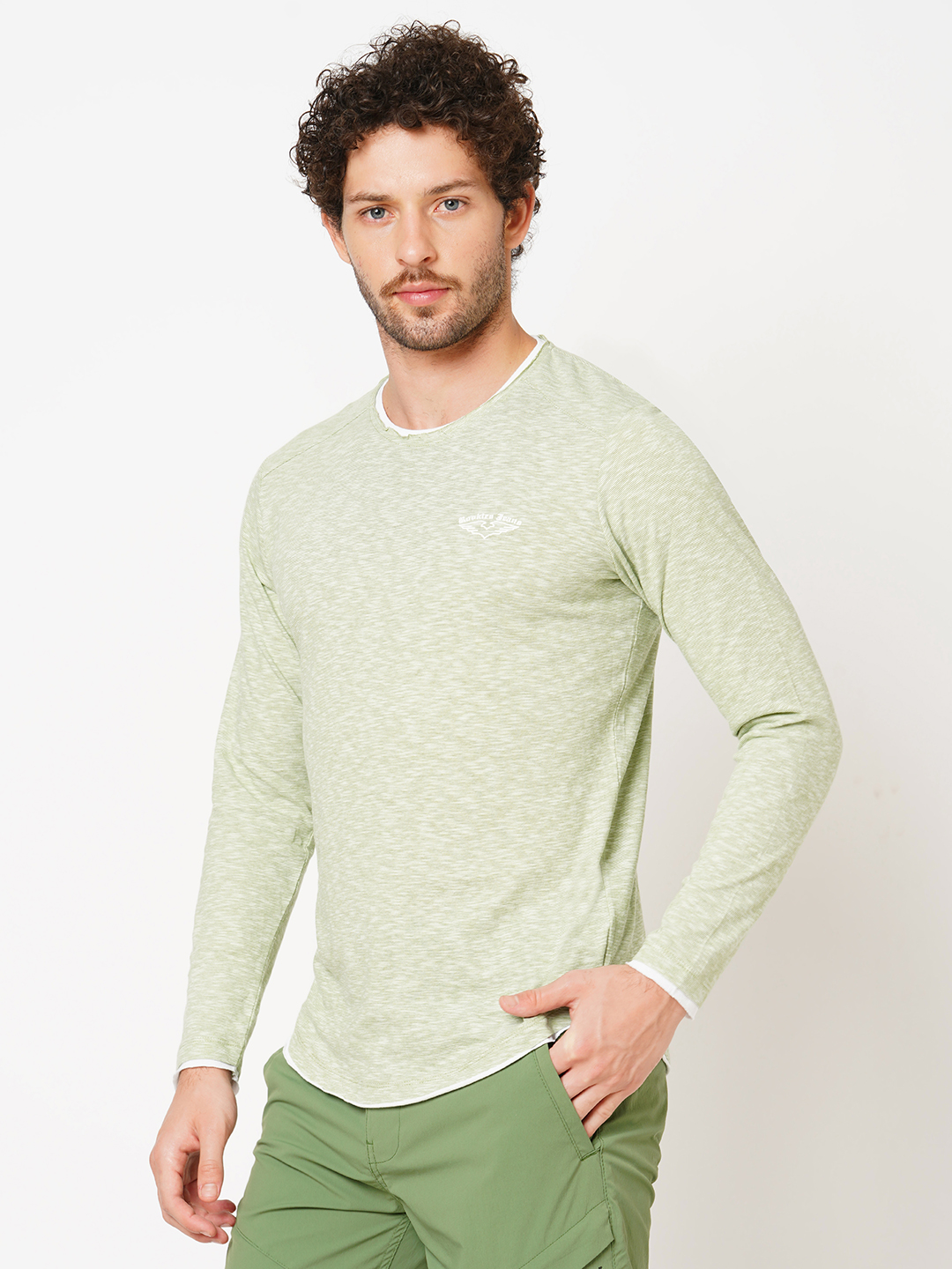 GREEN FULL SLEEVE ATHLEISURE ROUND NECK TEE (R NECK F/SLV SLIM)