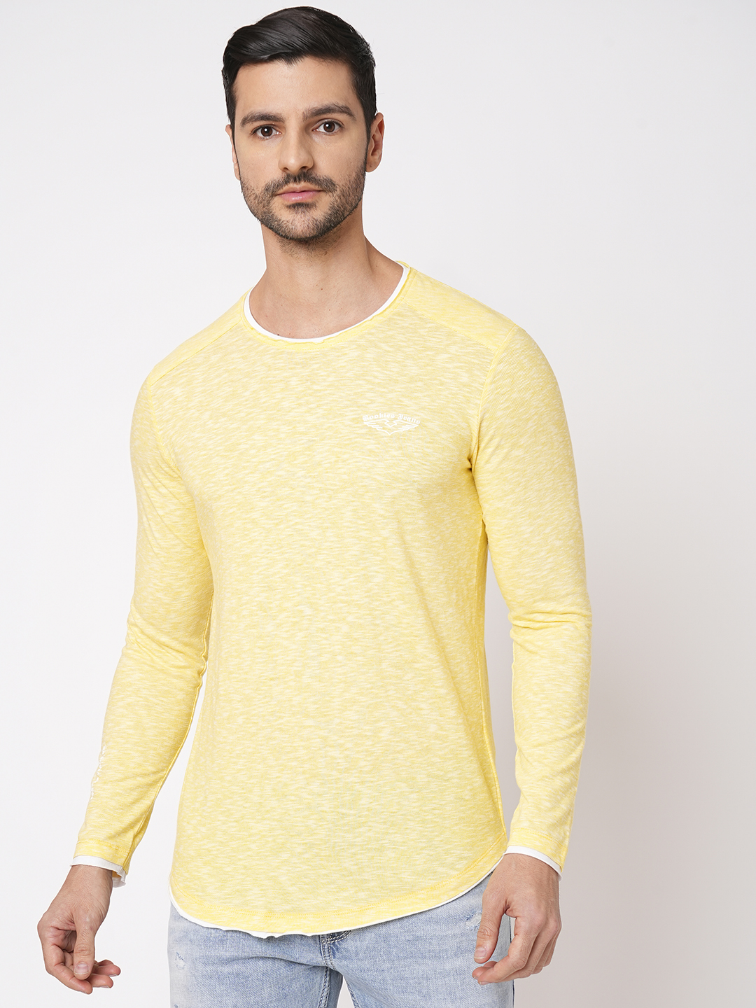 YELLOW FULL SLEEVE ATHLEISURE ROUND NECK TEE (R NECK F/SLV SLIM)