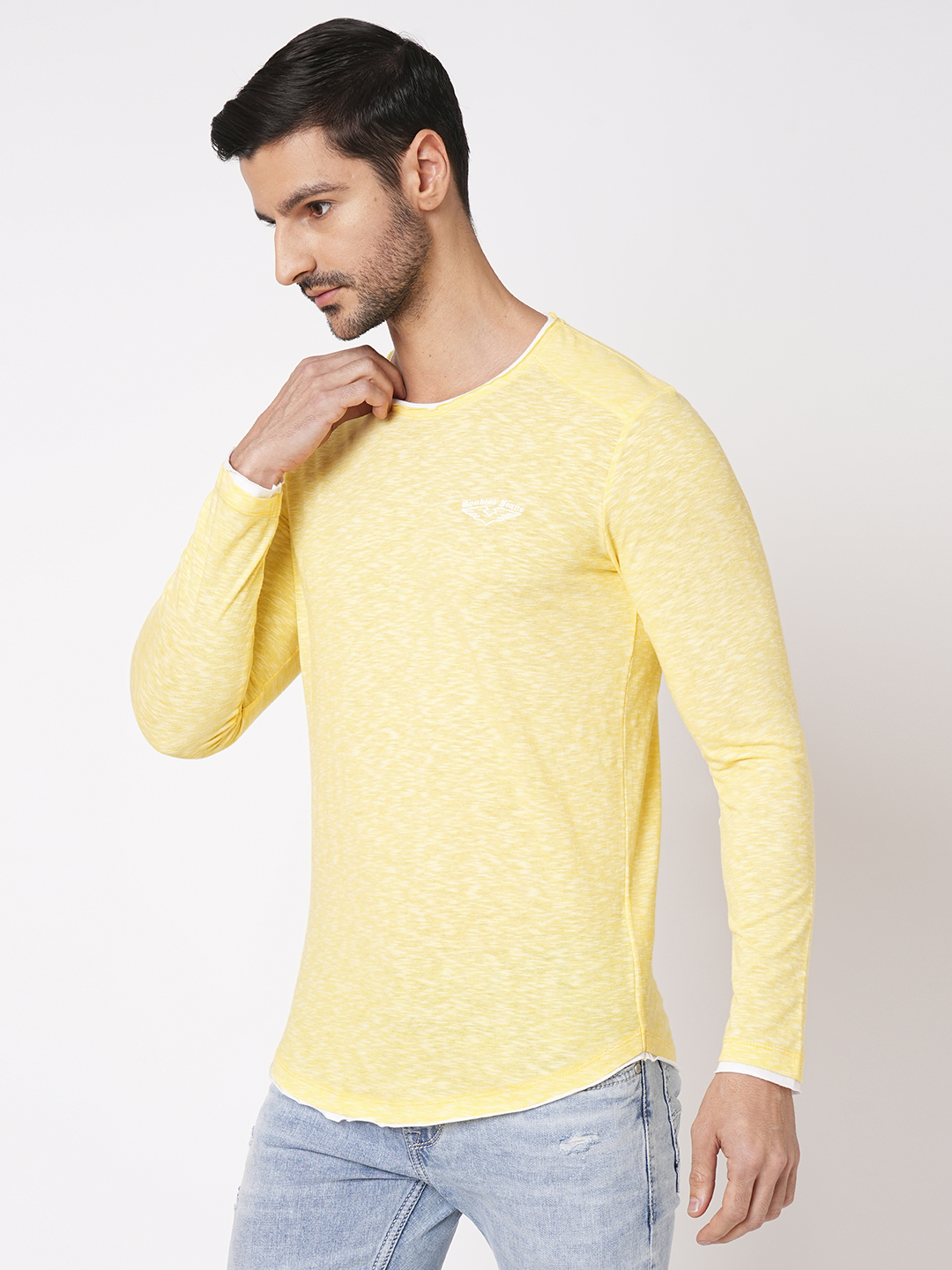 YELLOW FULL SLEEVE ATHLEISURE ROUND NECK TEE (R NECK F/SLV SLIM)