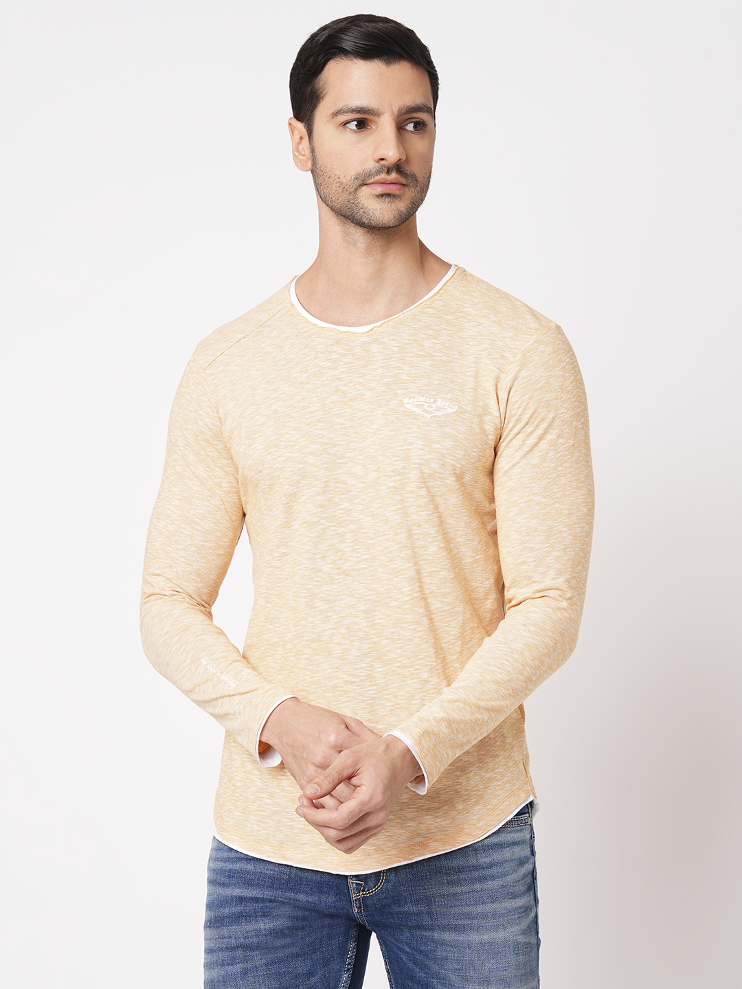 ORANGE FULL SLEEVE ATHLEISURE ROUND NECK TEE (R NECK F/SLV SLIM)