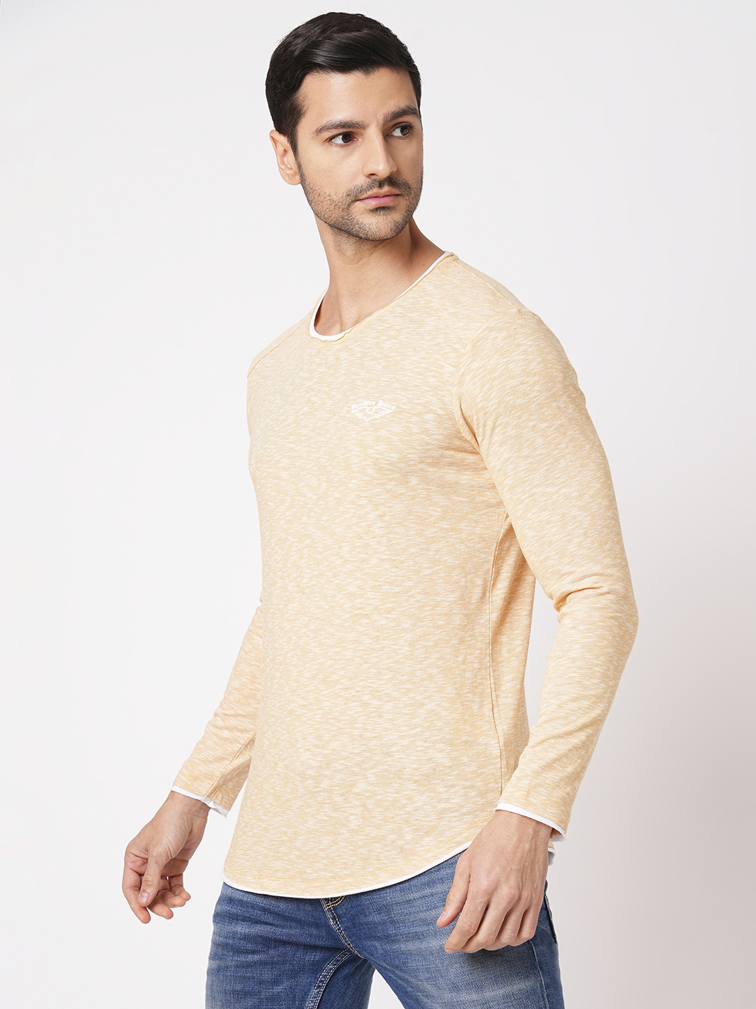 ORANGE FULL SLEEVE ATHLEISURE ROUND NECK TEE (R NECK F/SLV SLIM)