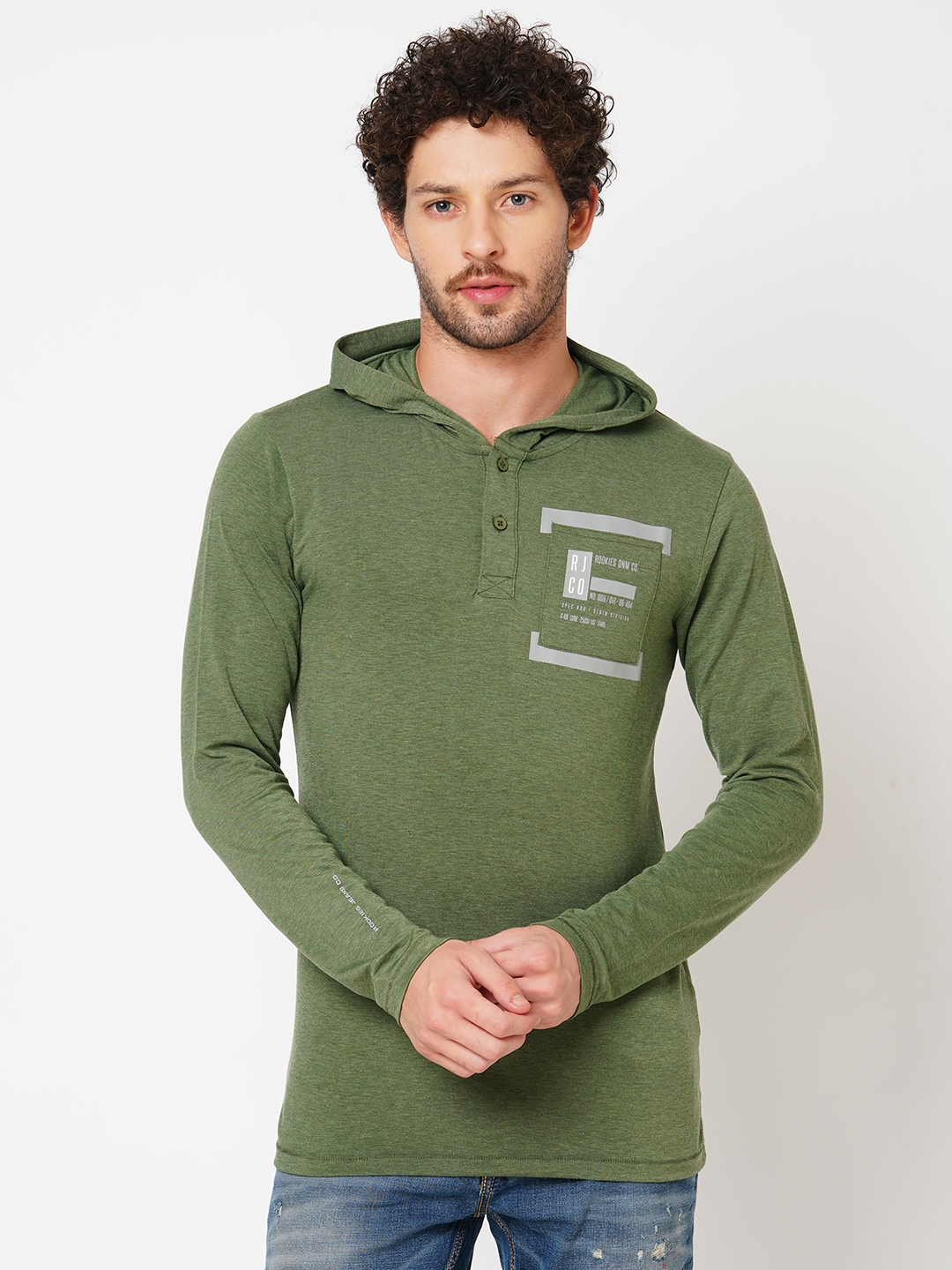 GREEN FULL SLEEVE ATHLEISURE HOODIE TEE (HOODIE NECK F/SLV SLIM)