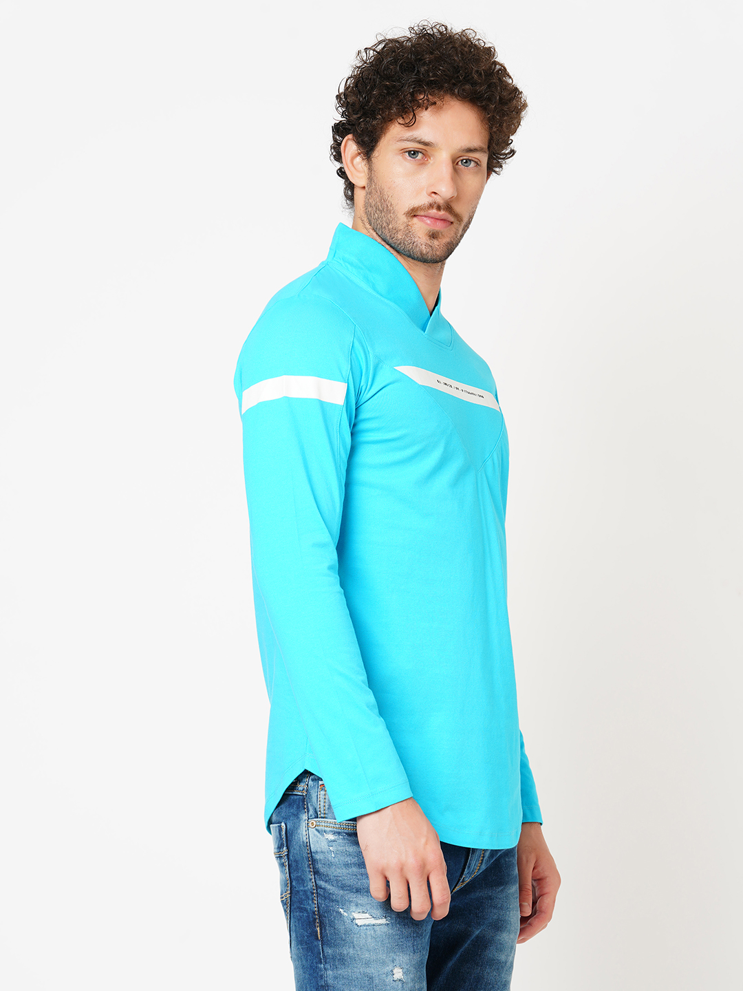 AQUA FULL SLEEVE ATHLEISURE V NECK TEE (V NECK F/SLV SLIM)