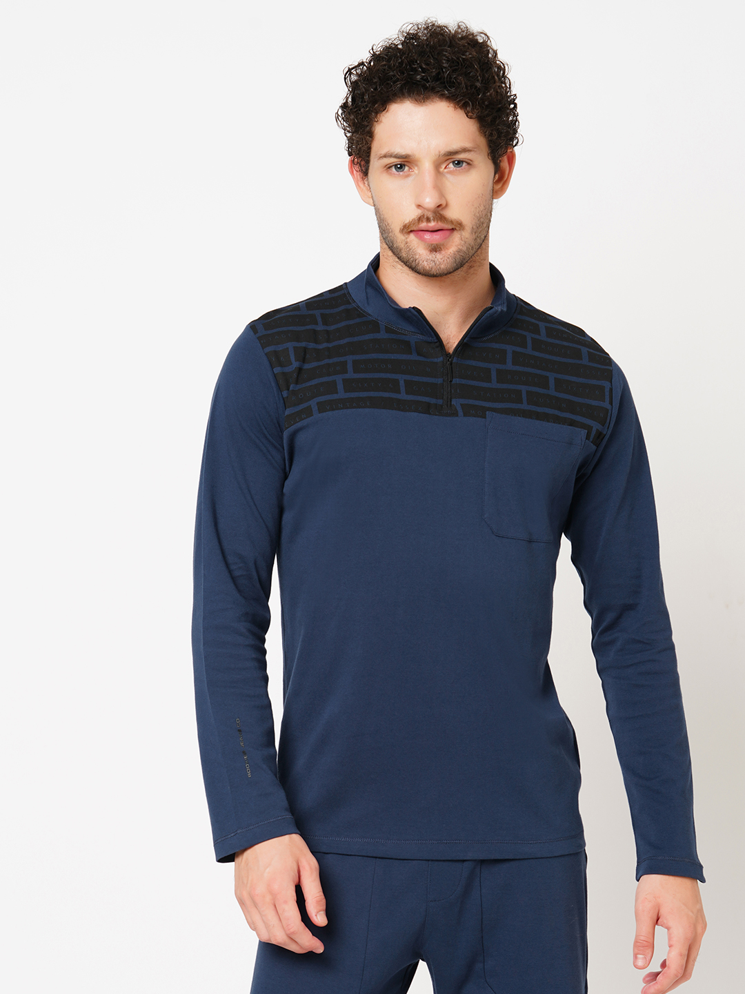 NAVY FULL SLEEVE ATHLEISURE HIGH NECK JACKET (ATH LEISURE REGULAR)