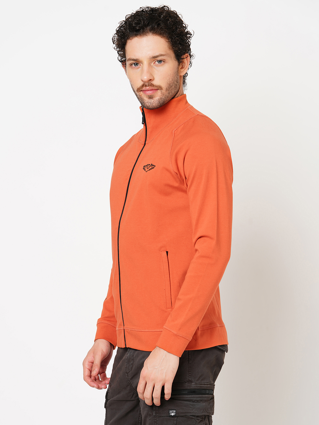 RUST FULL SLEEVE ATHLEISURE HIGH NECK ZIPPER JACKET (ATH LEISURE REGULAR)