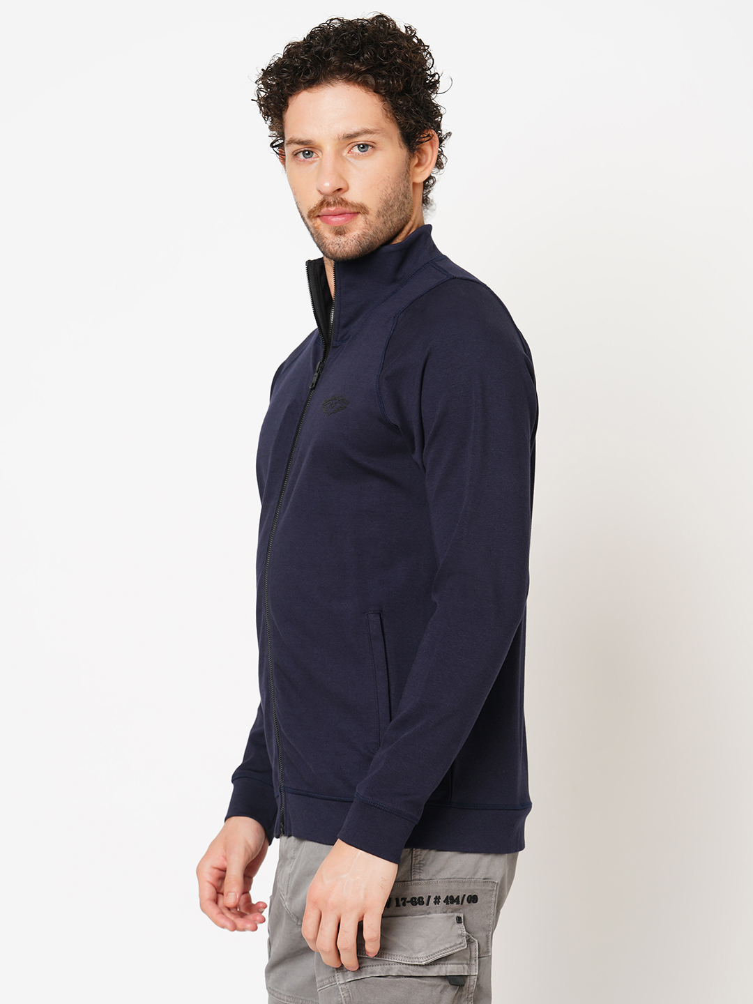 NAVY FULL SLEEVE ATHLEISURE HIGH NECK ZIPPER JACKET (ATH LEISURE REGULAR)