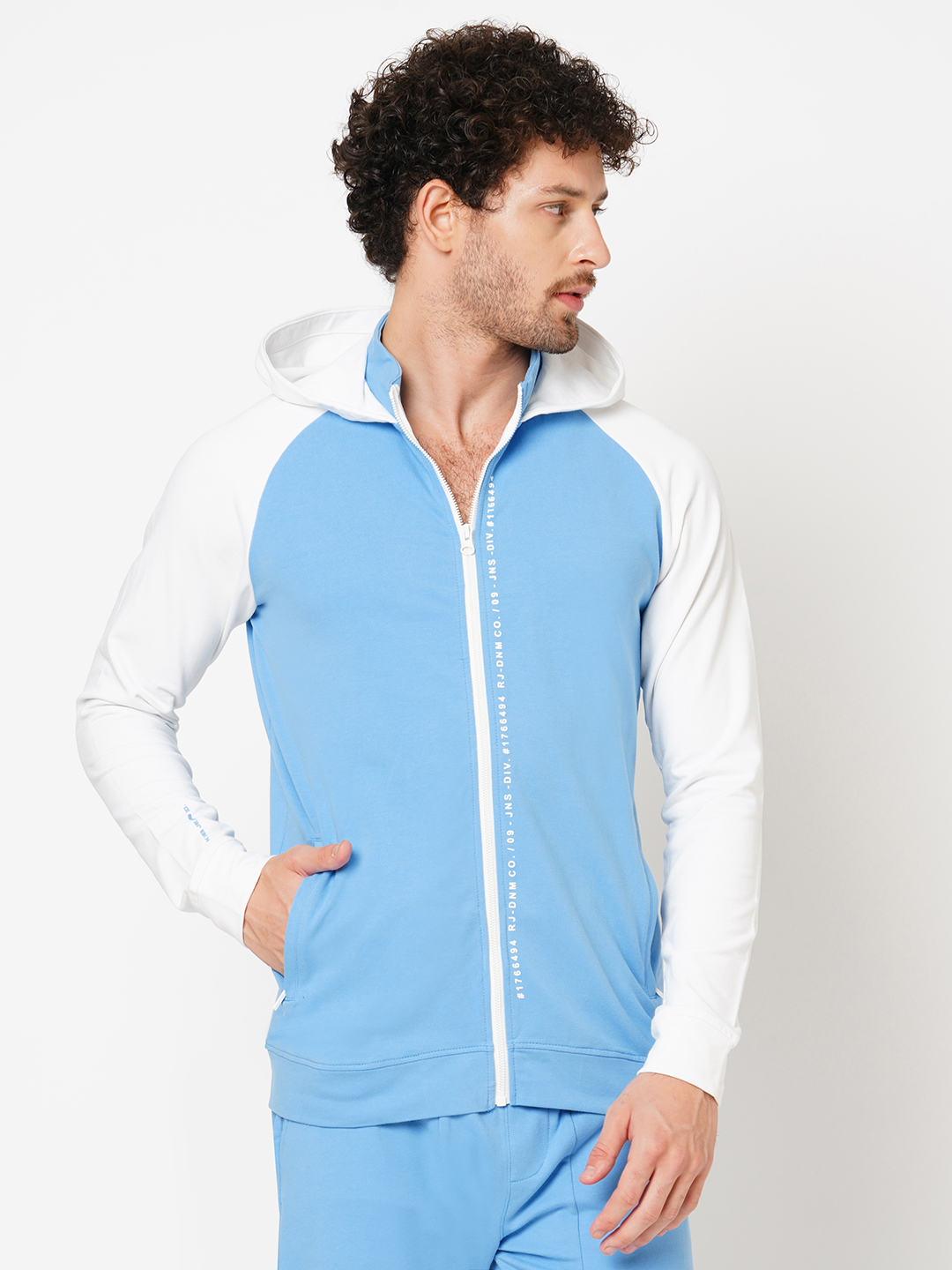 SKY BLUE FULL SLEEVE ATHLEISURE HOODIE ZIPPER JACKET (ATH LEISURE REGULAR)