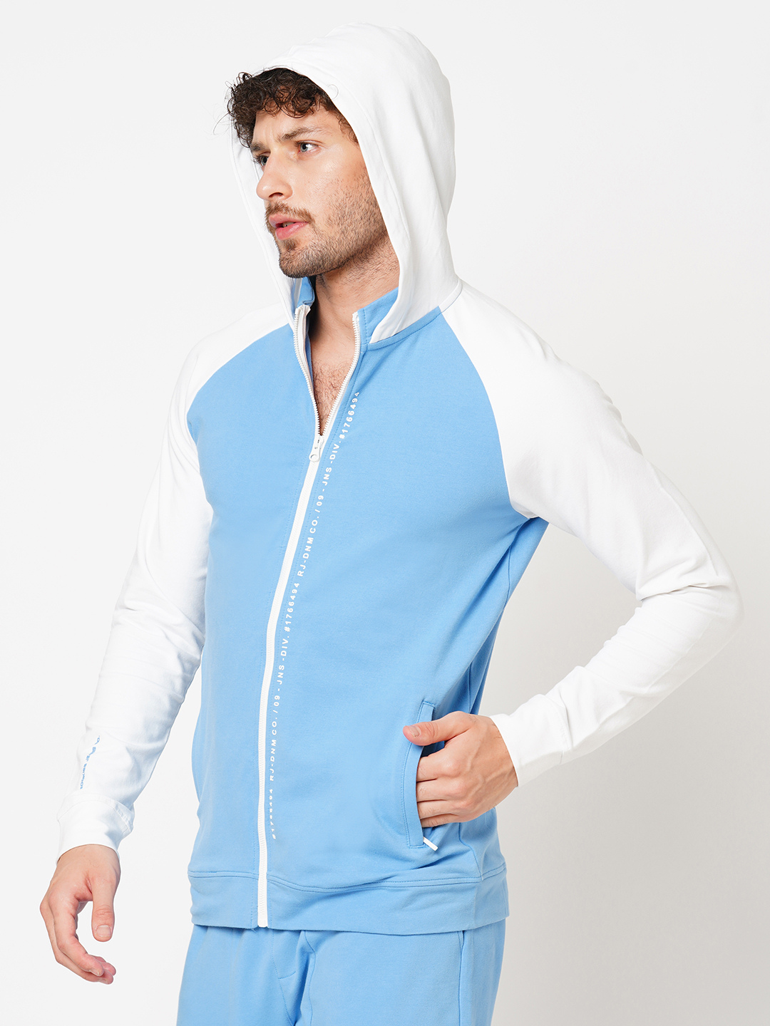 SKY BLUE FULL SLEEVE ATHLEISURE HOODIE ZIPPER JACKET (ATH LEISURE REGULAR)