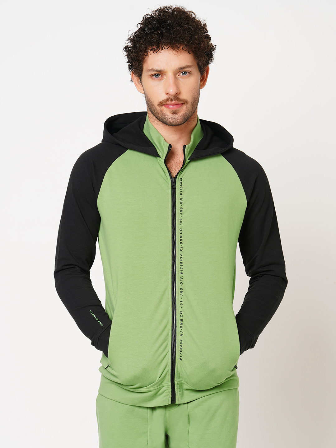 GREEN FULL SLEEVE ATHLEISURE HOODIE ZIPPER JACKET (ATH LEISURE REGULAR)