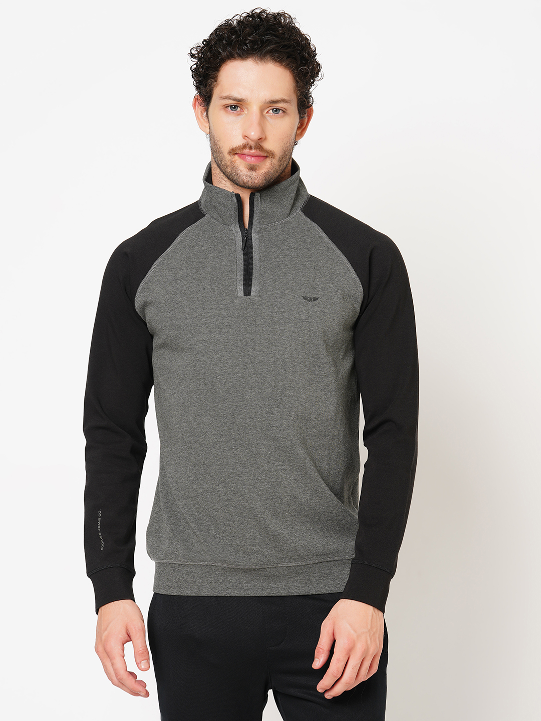 DK GREY FULL SLEEVE ATHLEISURE HIGH NECK JACKET (ATH LEISURE REGULAR)