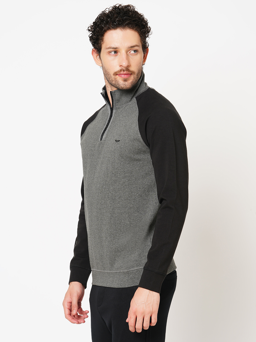 DK GREY FULL SLEEVE ATHLEISURE HIGH NECK JACKET (ATH LEISURE REGULAR)