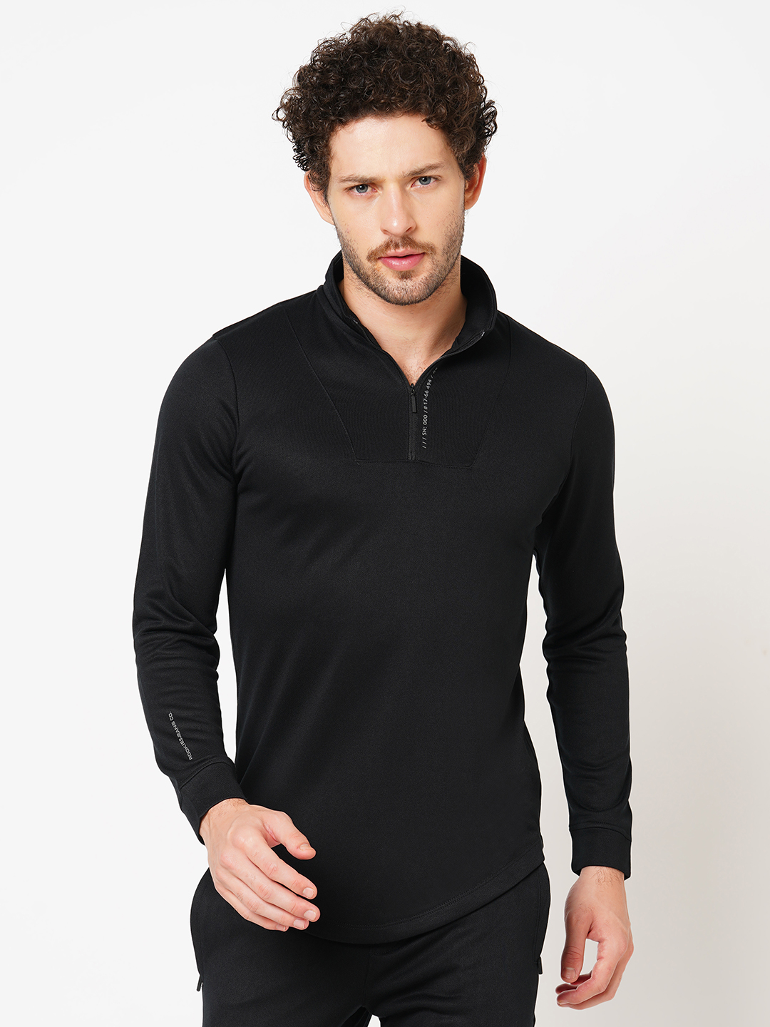 BLACK FULL SLEEVE ATHLEISURE HIGH NECK JACKET (ATH LEISURE REGULAR)