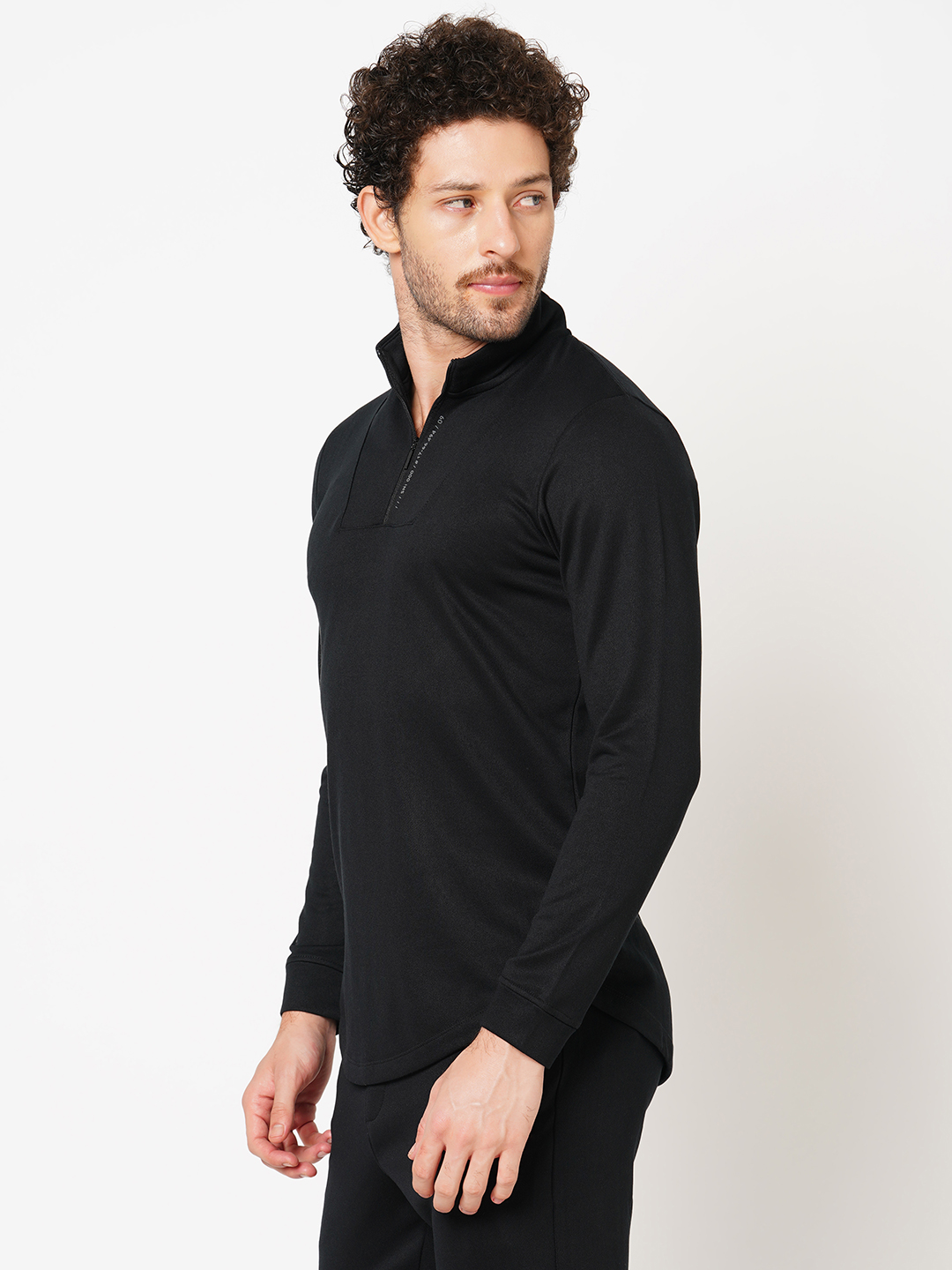 BLACK FULL SLEEVE ATHLEISURE HIGH NECK JACKET (ATH LEISURE REGULAR)