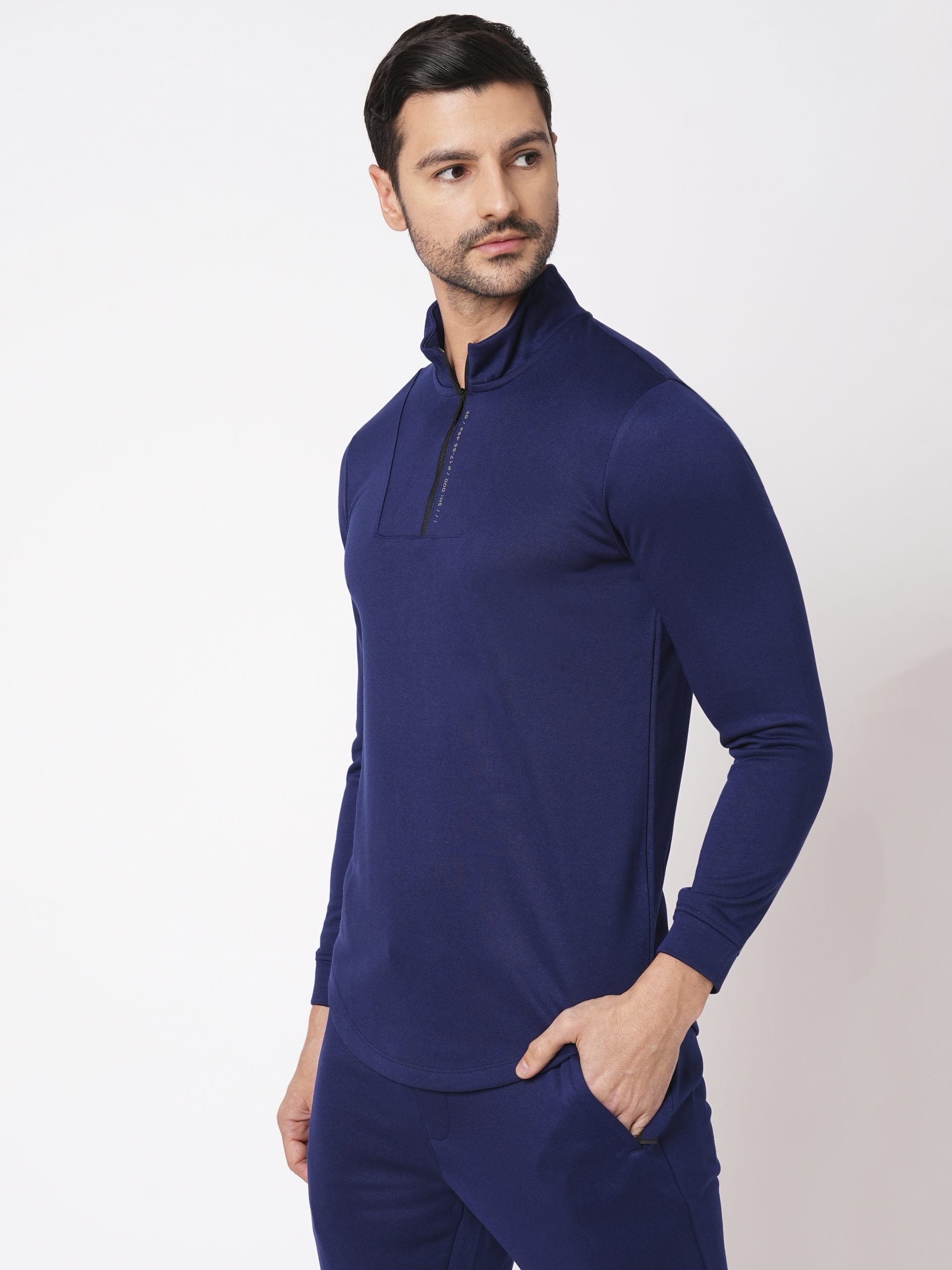 NAVY FULL SLEEVE ATHLEISURE HIGH NECK JACKET (ATH LEISURE REGULAR)