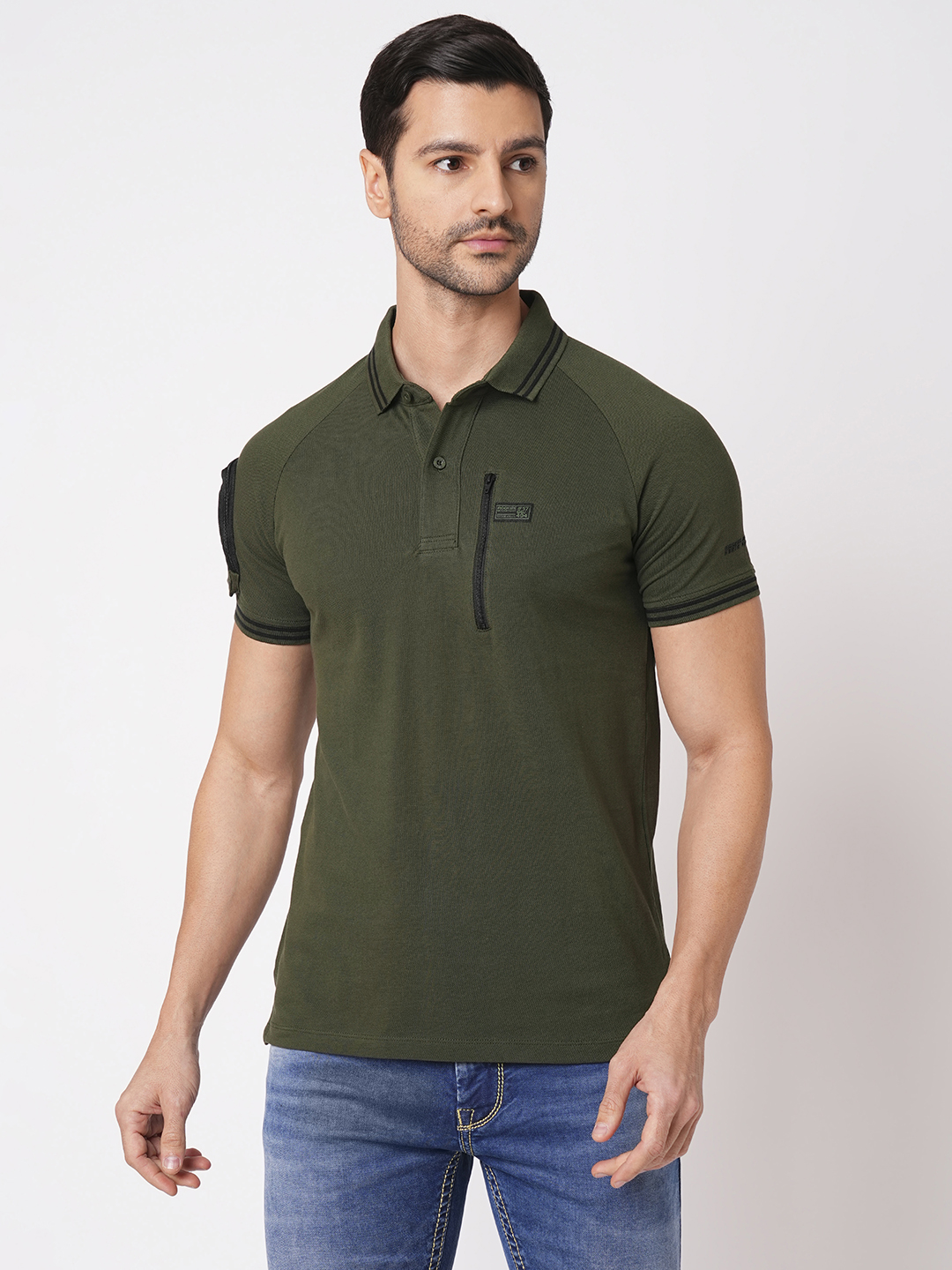 GRASS GREEN HALF SLEEVE PIOUE POLO TEE (POLO NECK H/SLV SLIM)