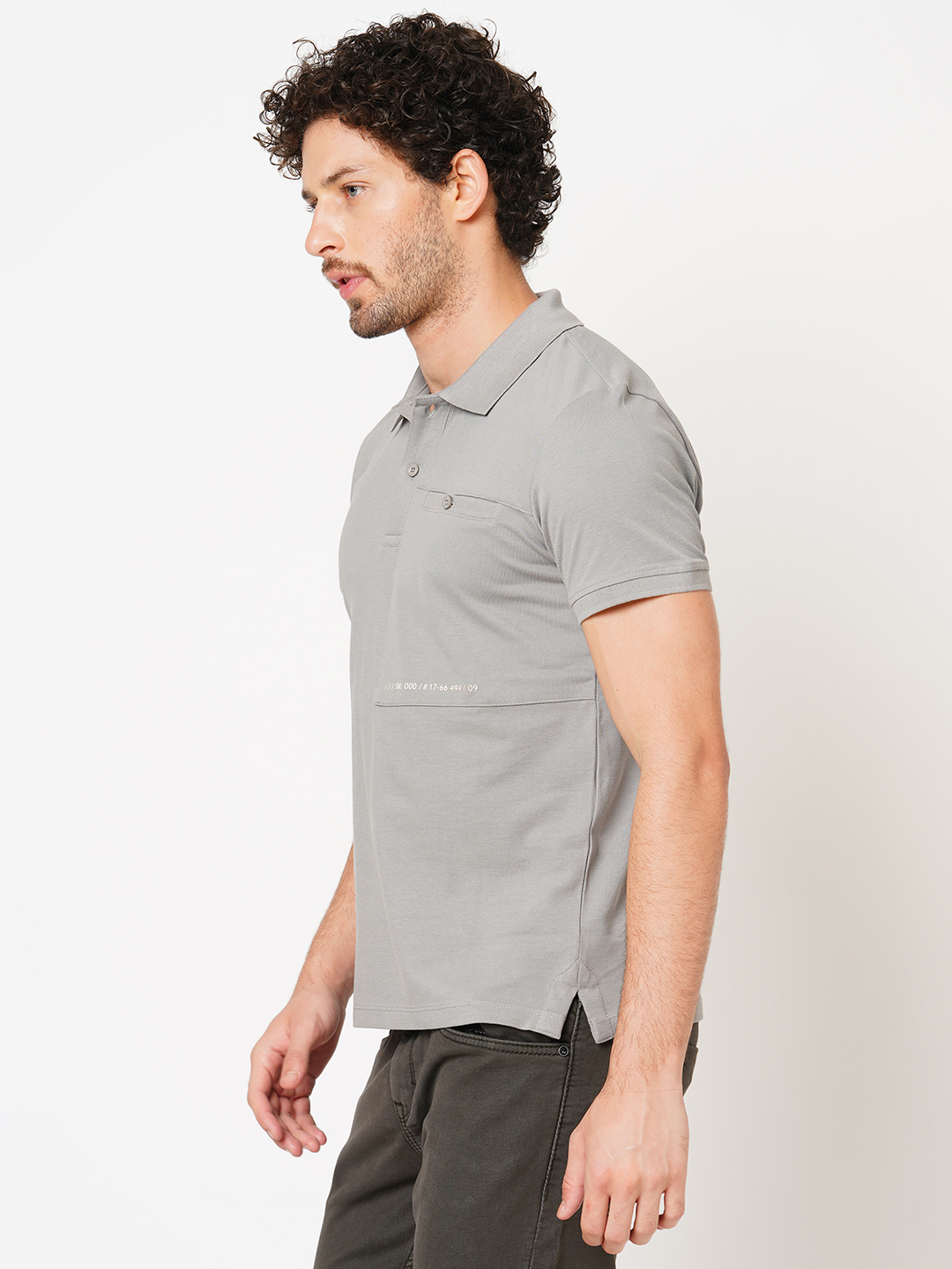 GREY HALF SLEEVE PIOUE POLO TEE (POLO NECK H/SLV SLIM)