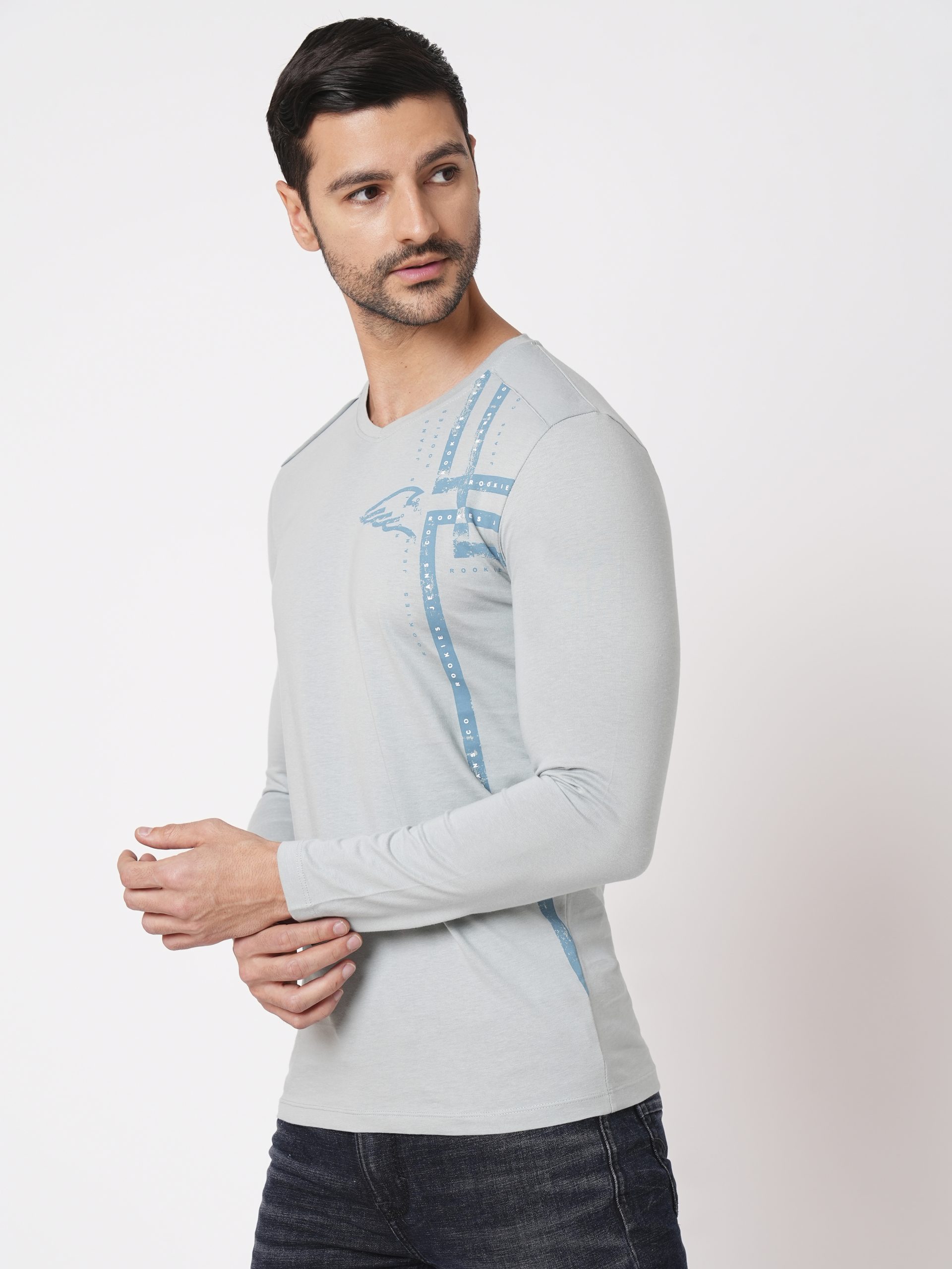 LT TEA FULL SLEEVE V NECK TEE (R NECK F/SLV SLIM)